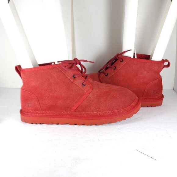 UGG Men's Neumel US 10 Red Suede Sheepskin Lined Ankle Chukka Boots Shoes - Picture 10 of 15